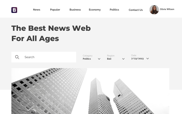black and white modern news desktop mockup